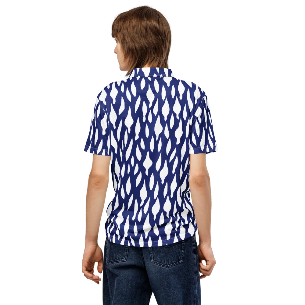 Indigo Interlace on Men's Slim Fit Polo Shirt — Back