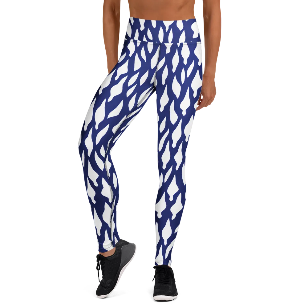 Indigo Interlace on Yoga Leggings — Front