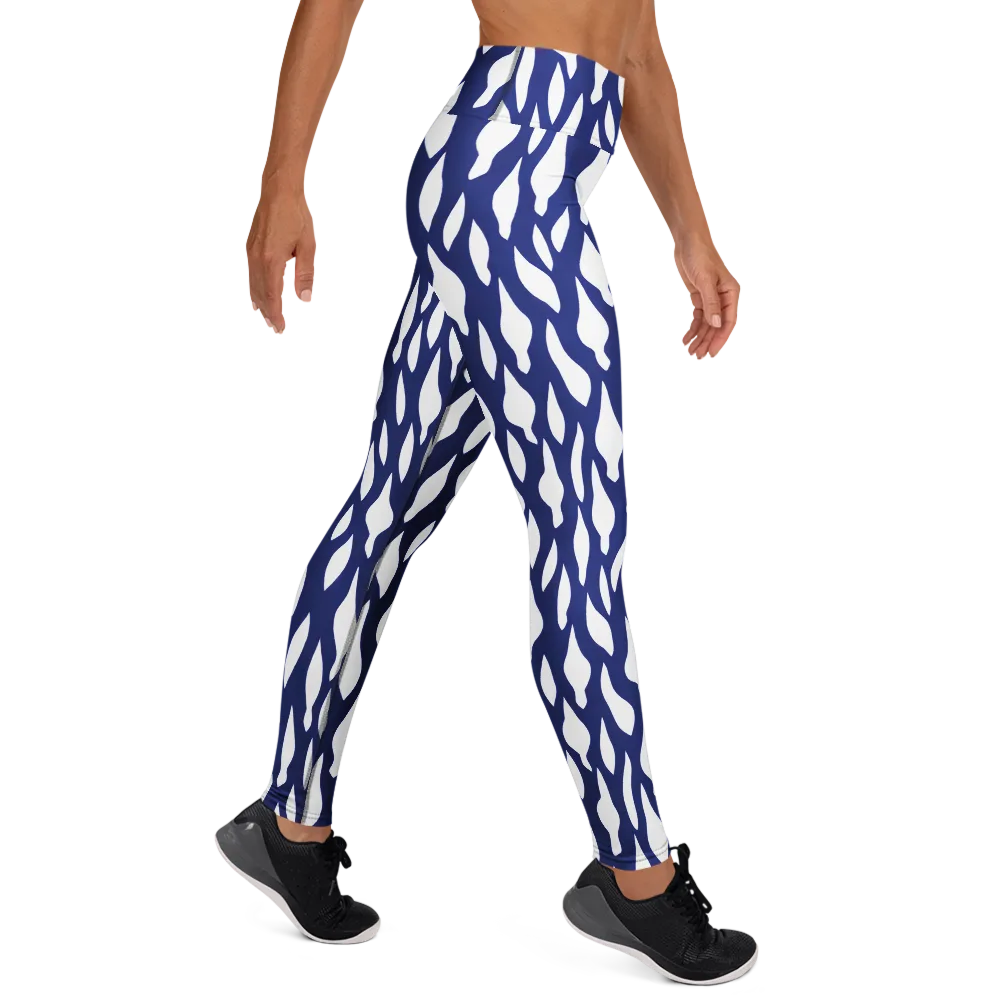 Indigo Interlace on Yoga Leggings — Right