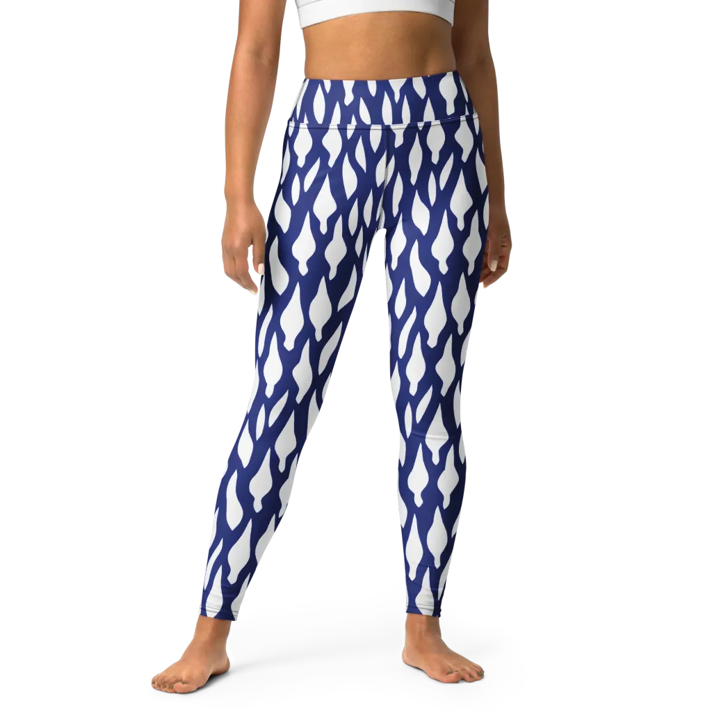 Indigo Interlace on Yoga Leggings — Front