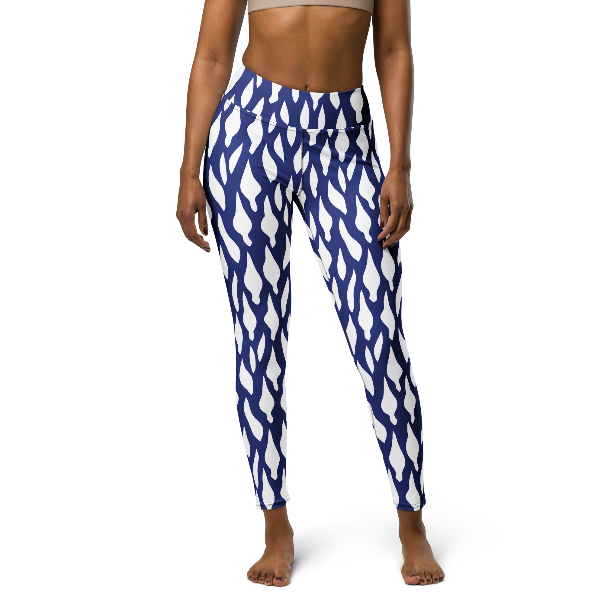 Indigo Interlace on Yoga Leggings — Front