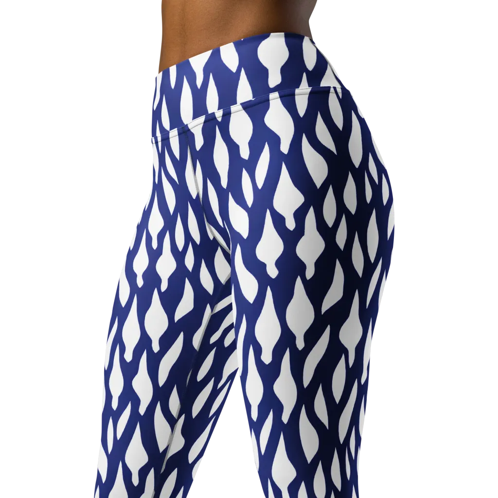 Indigo Interlace on Yoga Leggings — Left Front