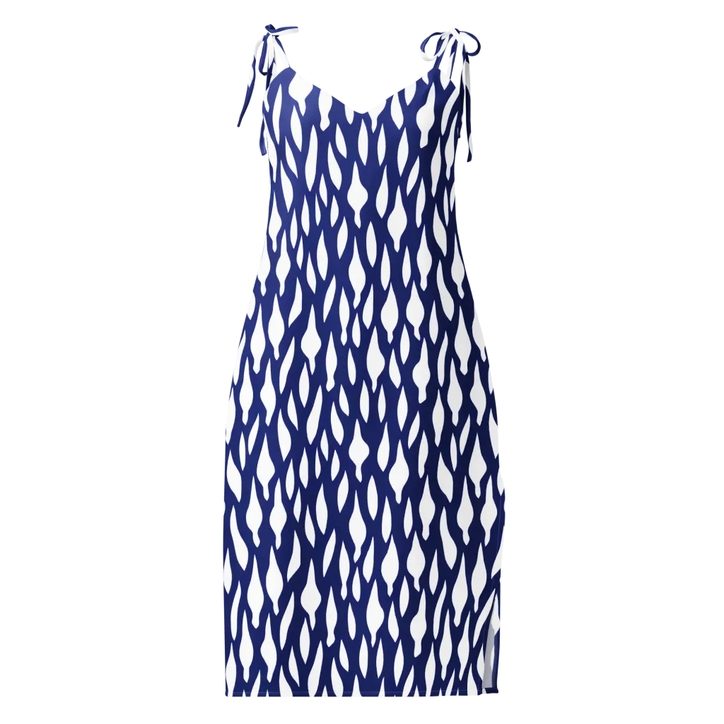 Indigo Interlace on Slip Dress — Front