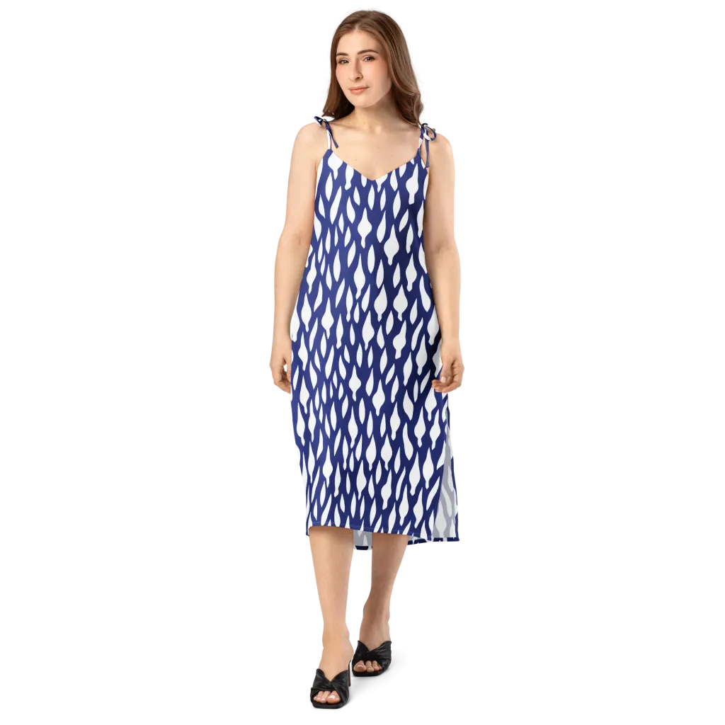 Indigo Interlace on Slip Dress — Front