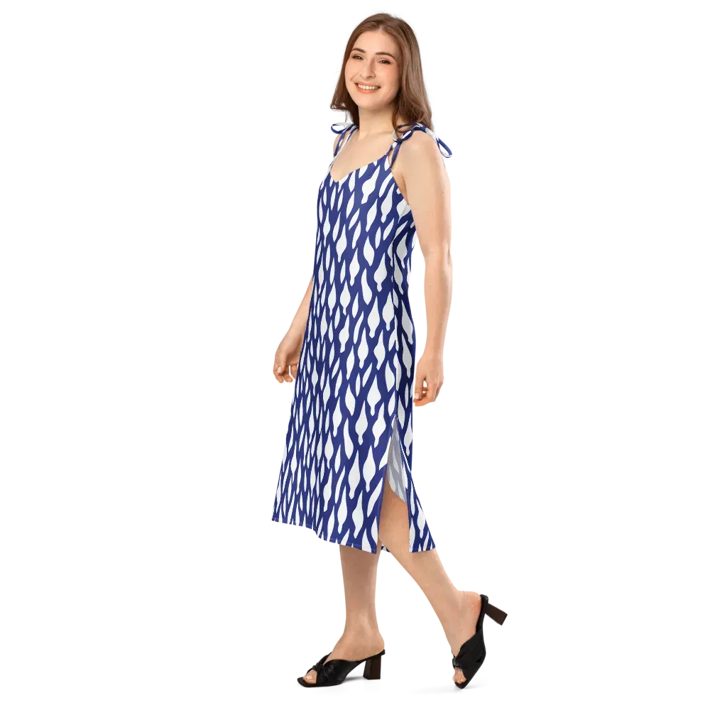 Indigo Interlace on Slip Dress — Left Front
