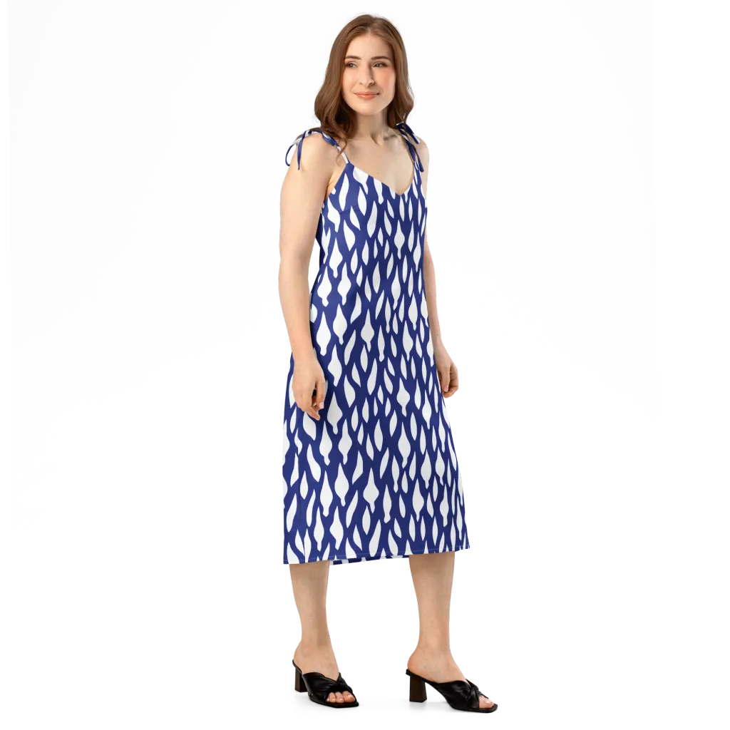 Indigo Interlace on Slip Dress — Right Front