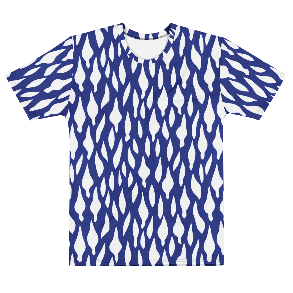 Indigo Interlace on Men's Cotton Crew Neck T-Shirt — Front