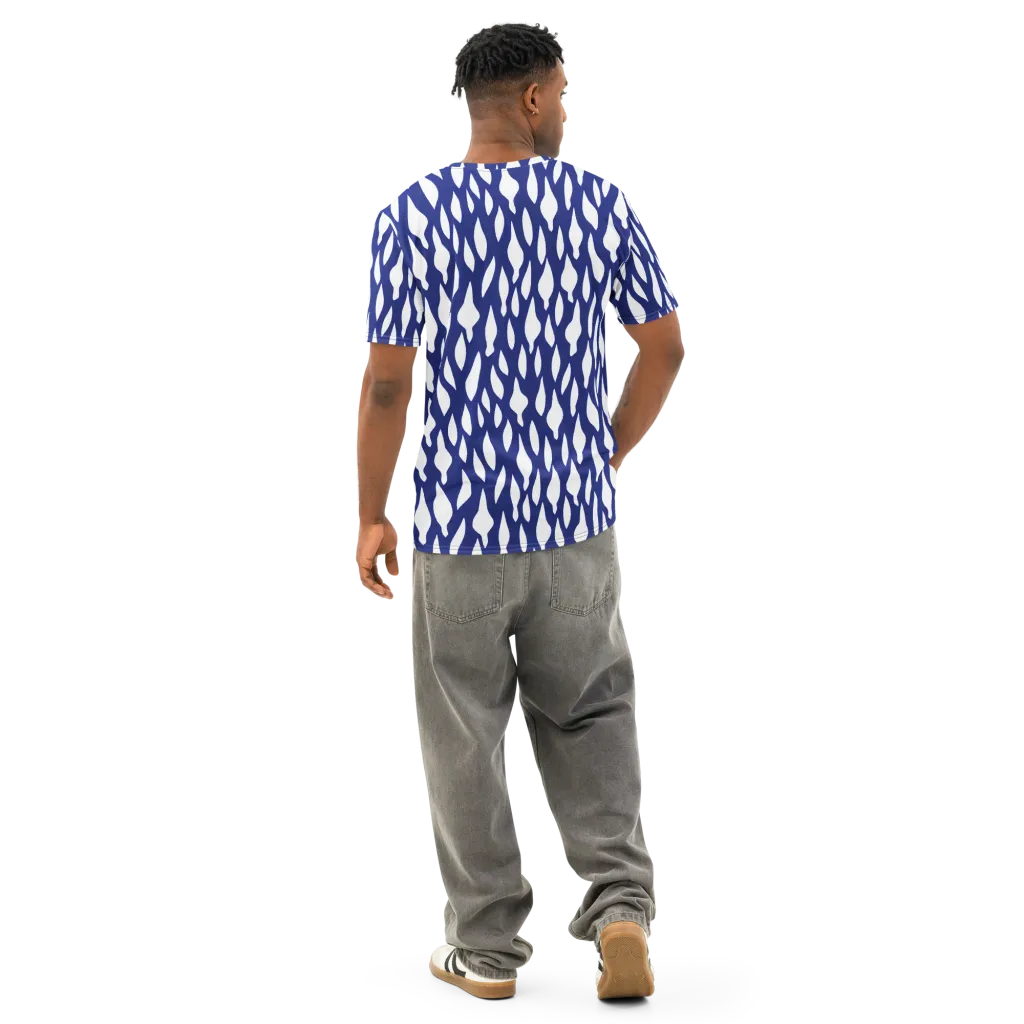 Indigo Interlace on Men's Cotton Crew Neck T-Shirt — Back