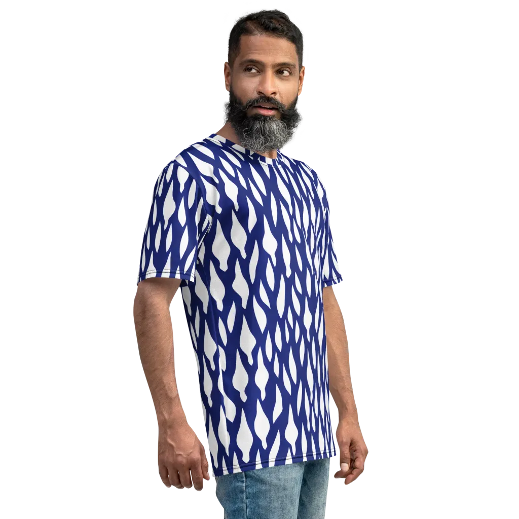 Indigo Interlace on Men's Crew Neck T-Shirt — Right
