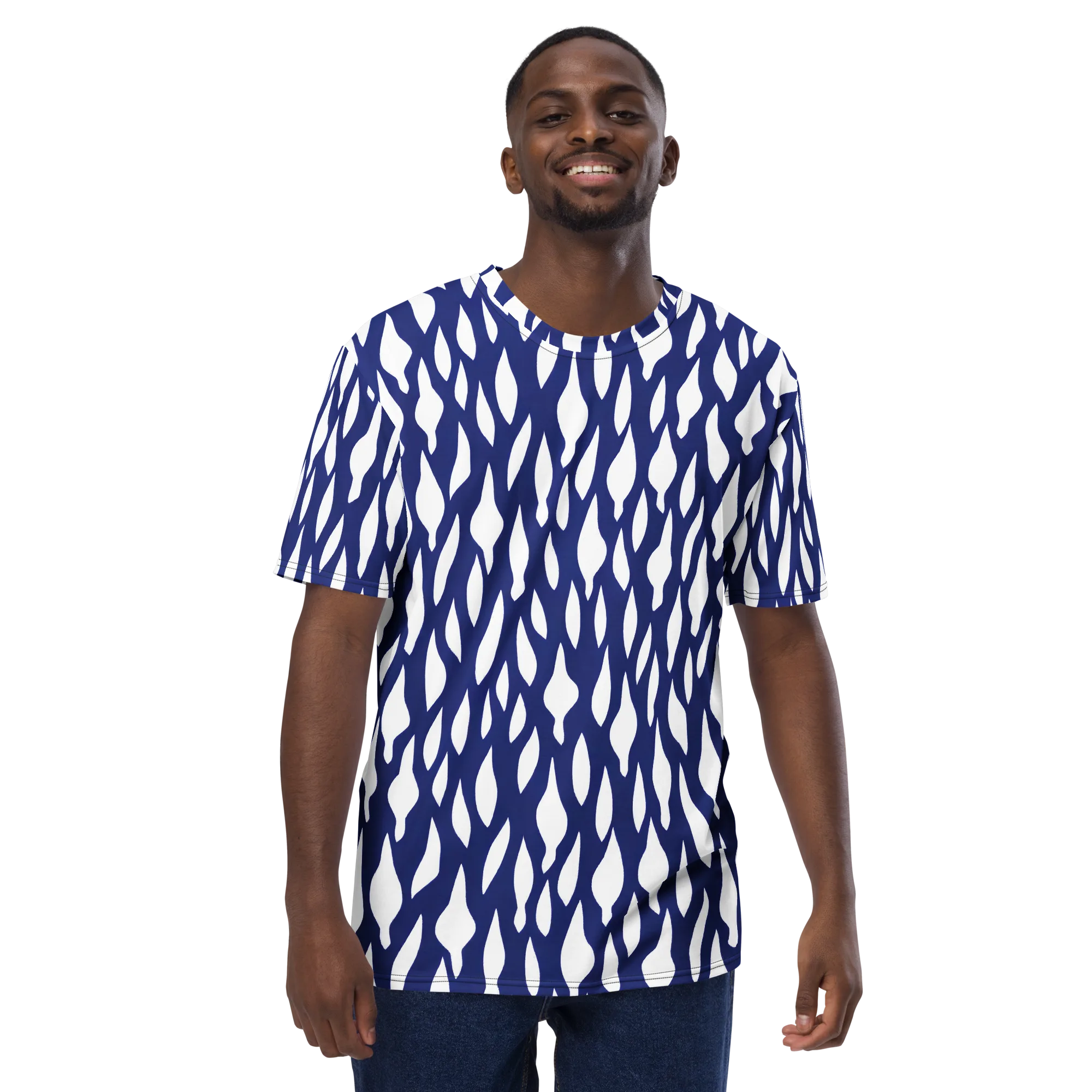 Indigo Interlace on Men's Crew Neck T-Shirt — Front