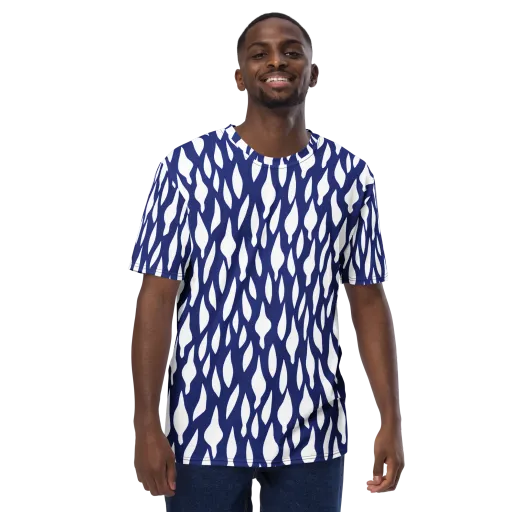 Indigo Interlace on a Men's Crew Neck T-Shirt