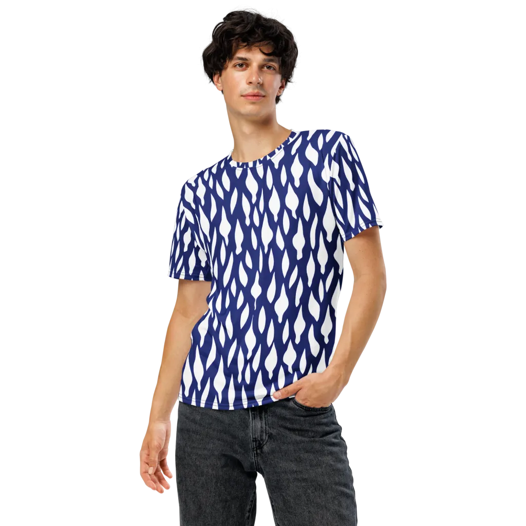 Indigo Interlace on Men's Crew Neck T-Shirt — Front