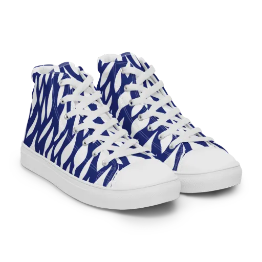 Indigo Interlace on a Men's High Top Canvas Shoes