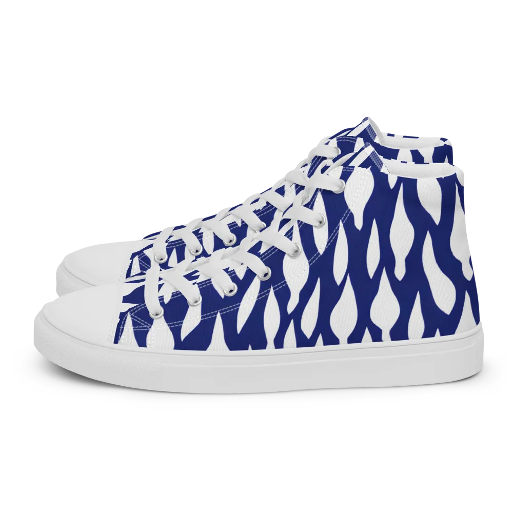 Indigo Interlace on Men's High Top Canvas Shoes — Left