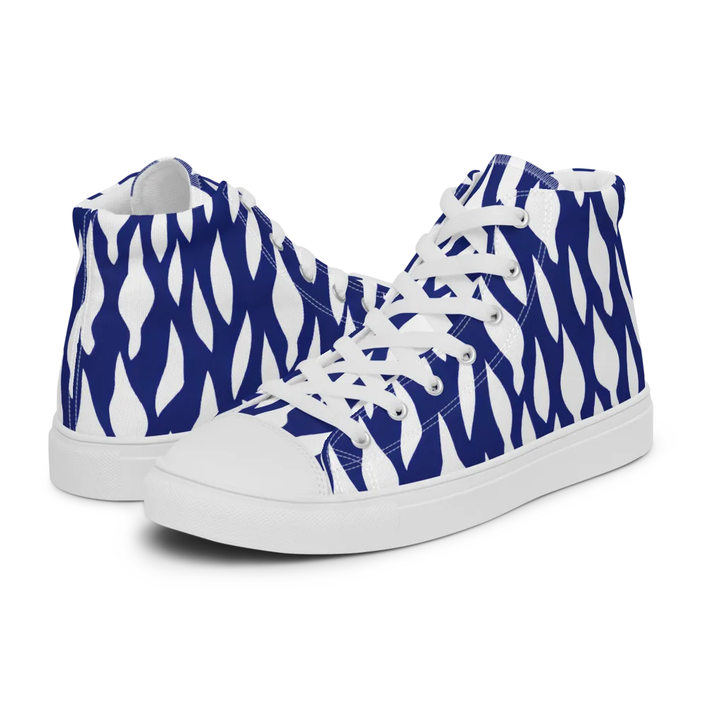 Indigo Interlace on Men's High Top Canvas Shoes — Left