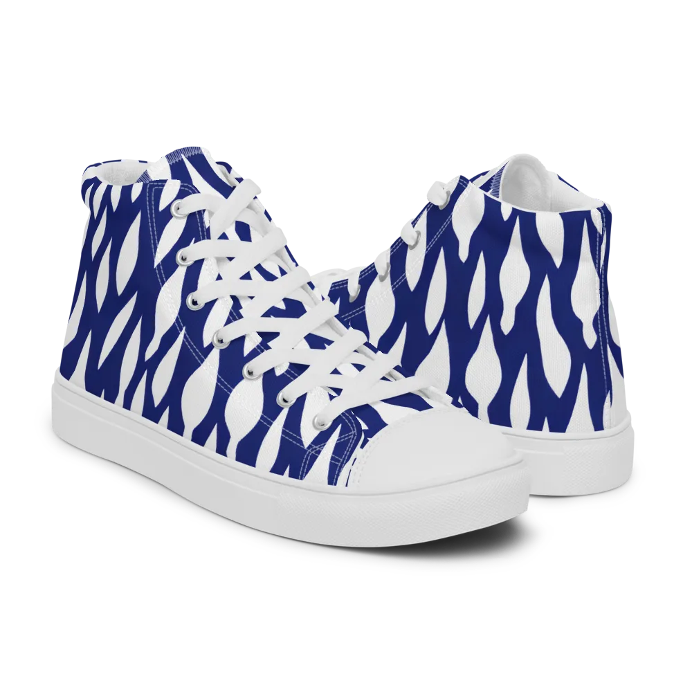 Indigo Interlace on Men's High Top Canvas Shoes — Right