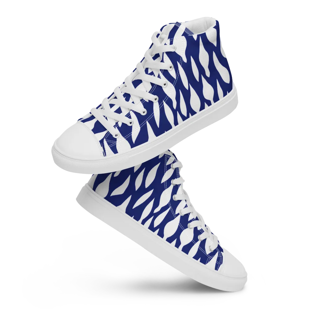 Indigo Interlace on Men's High Top Canvas Shoes — Front