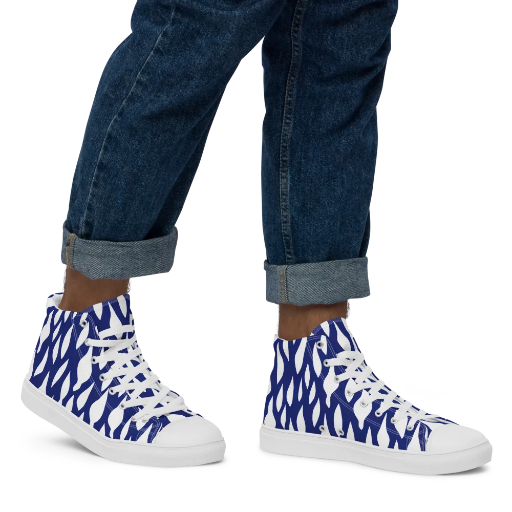Indigo Interlace on Men's High Top Canvas Shoes — Right