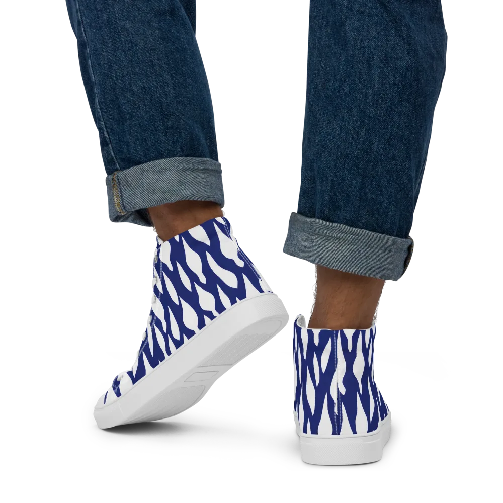 Indigo Interlace on Men's High Top Canvas Shoes — Back