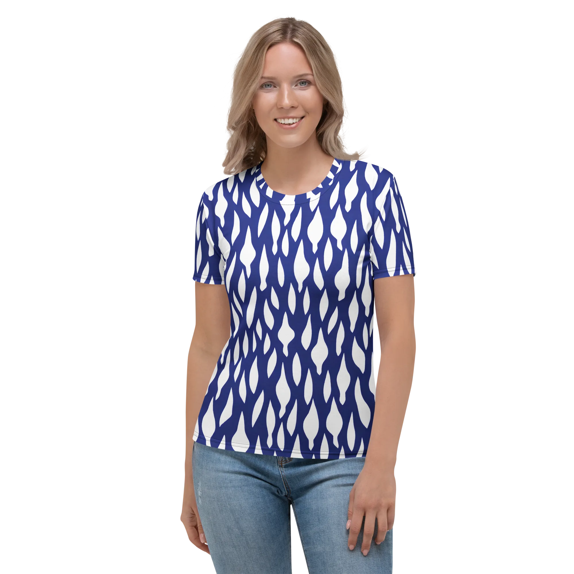 Indigo Interlace on Women's Crew Neck T-Shirt — Front