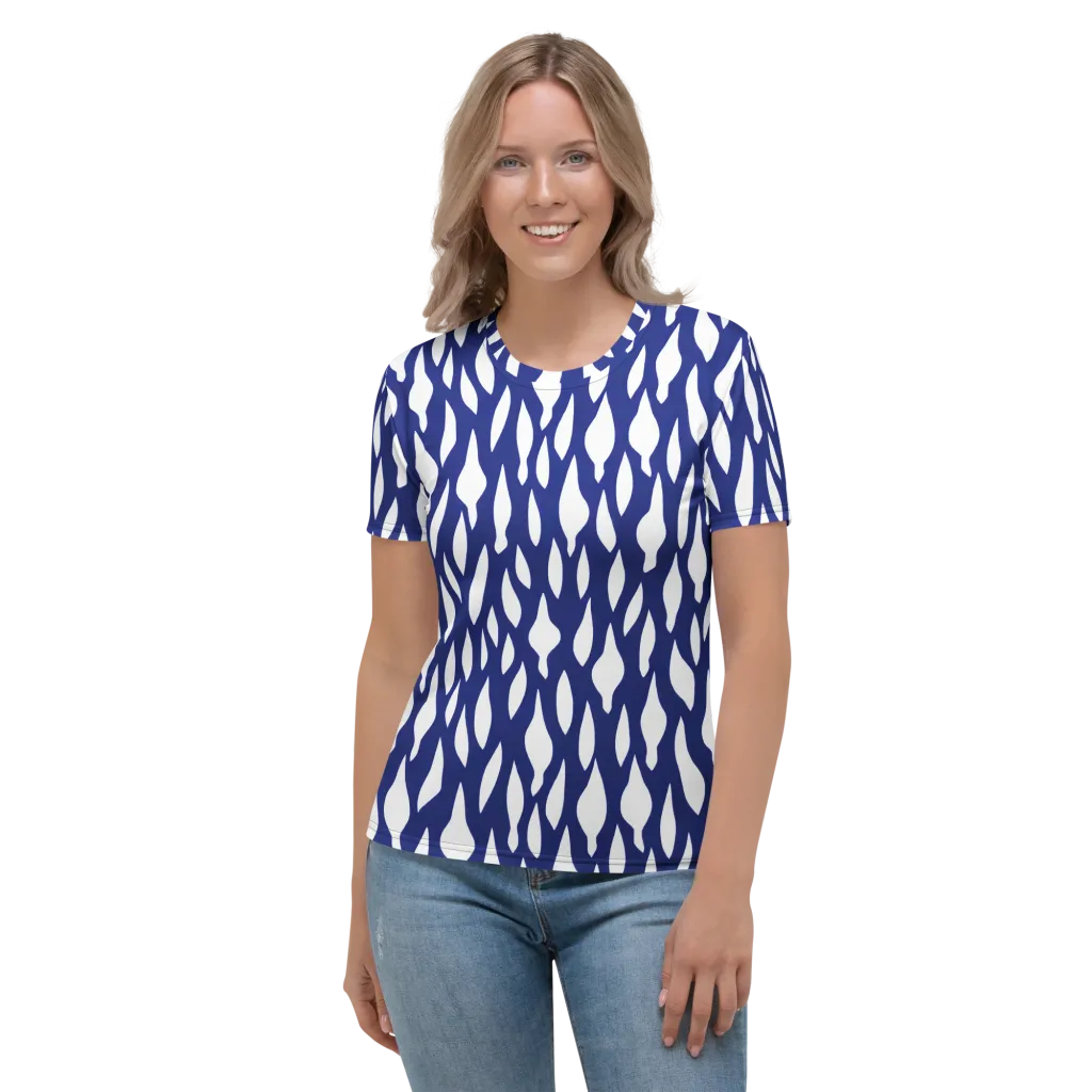 Indigo Interlace on Women's Crew Neck T-Shirt — Front