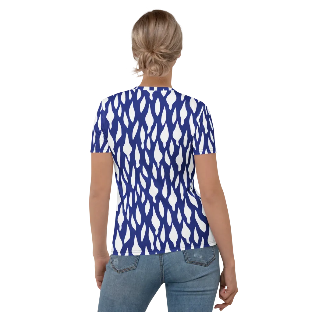Indigo Interlace on Women's Crew Neck T-Shirt — Back