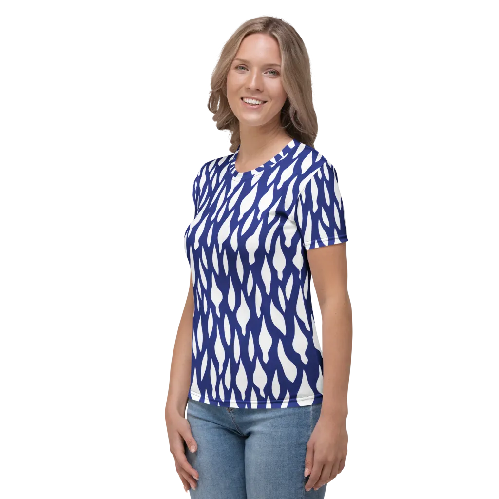 Indigo Interlace on Women's Crew Neck T-Shirt — Left