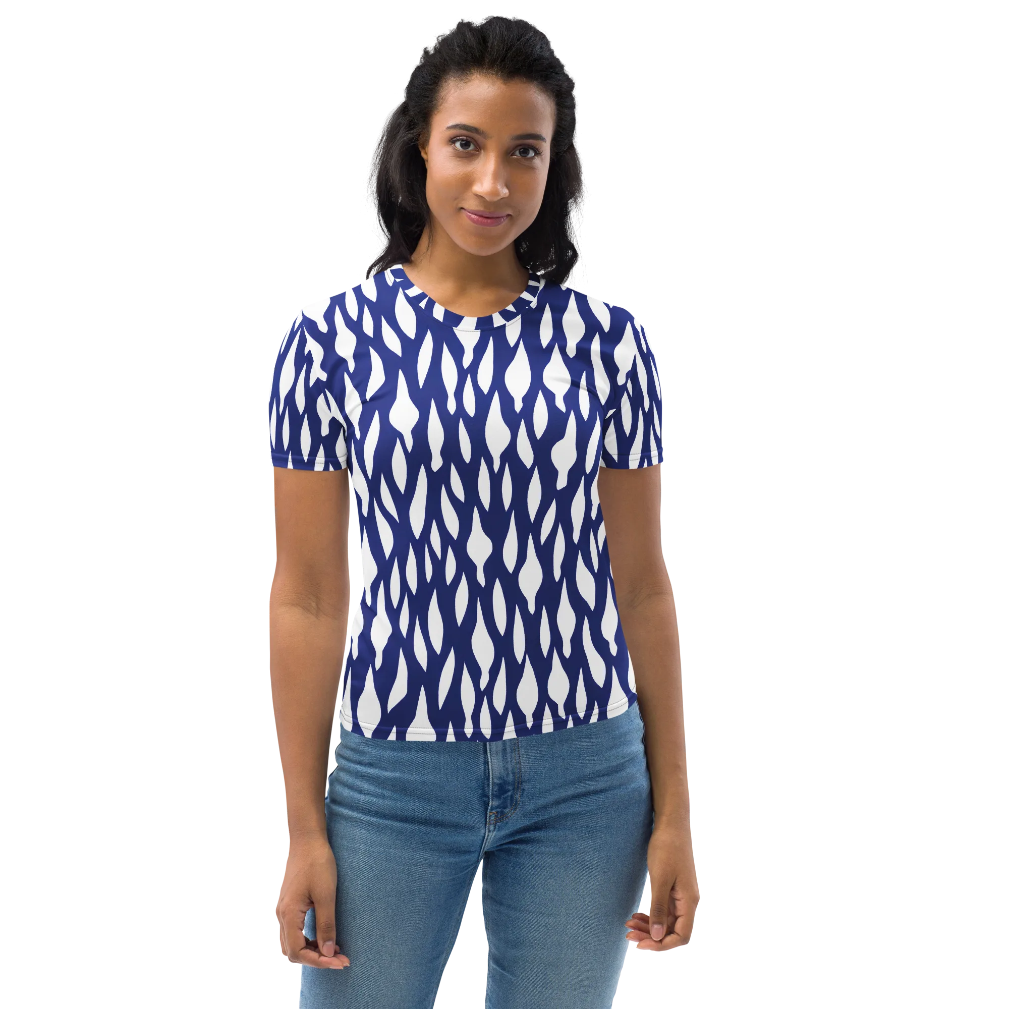 Indigo Interlace on Women's Crew Neck T-Shirt — Front