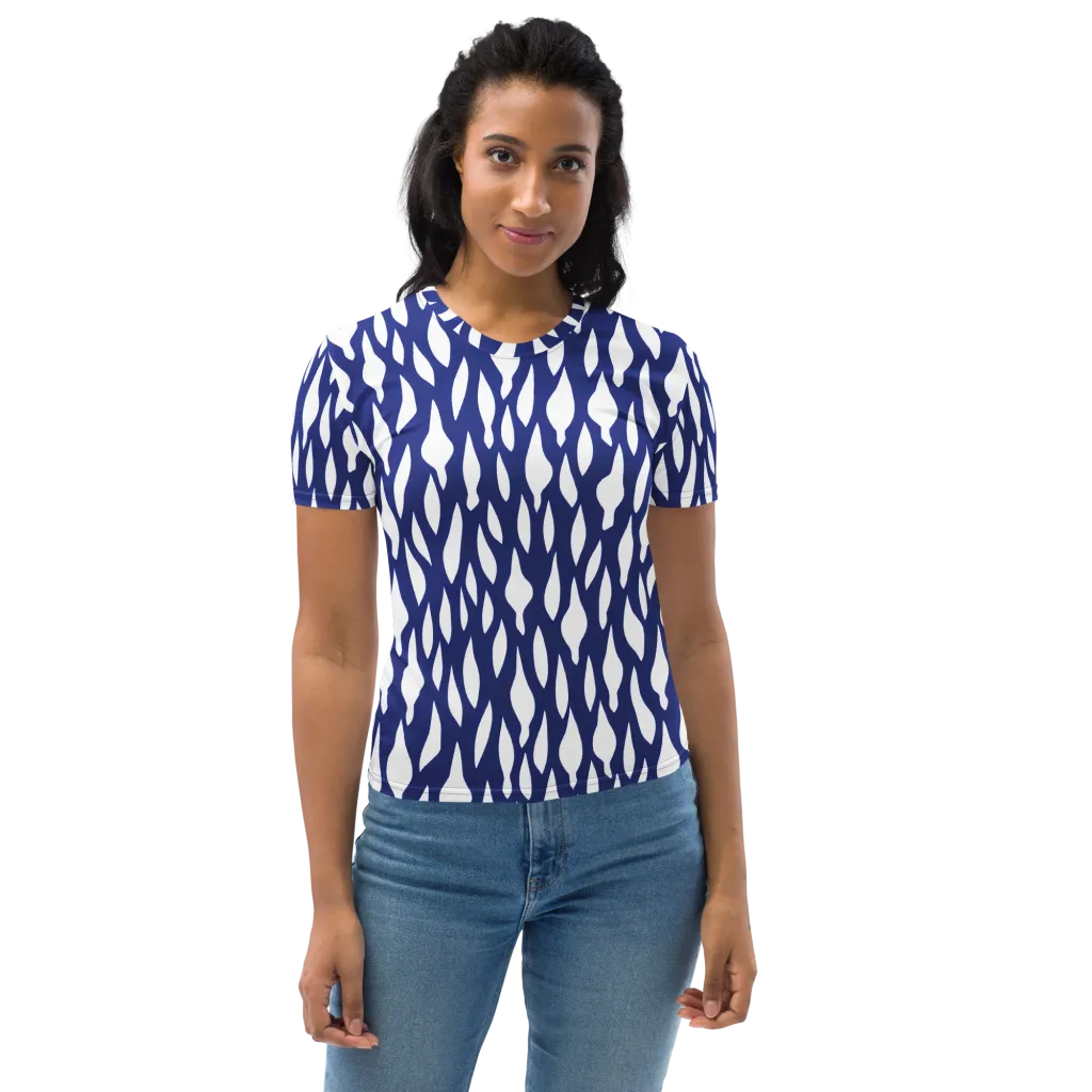 Indigo Interlace on Women's Crew Neck T-Shirt — Front