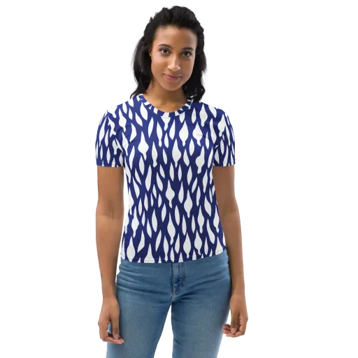Indigo Interlace on a Women's Crew Neck T-Shirt