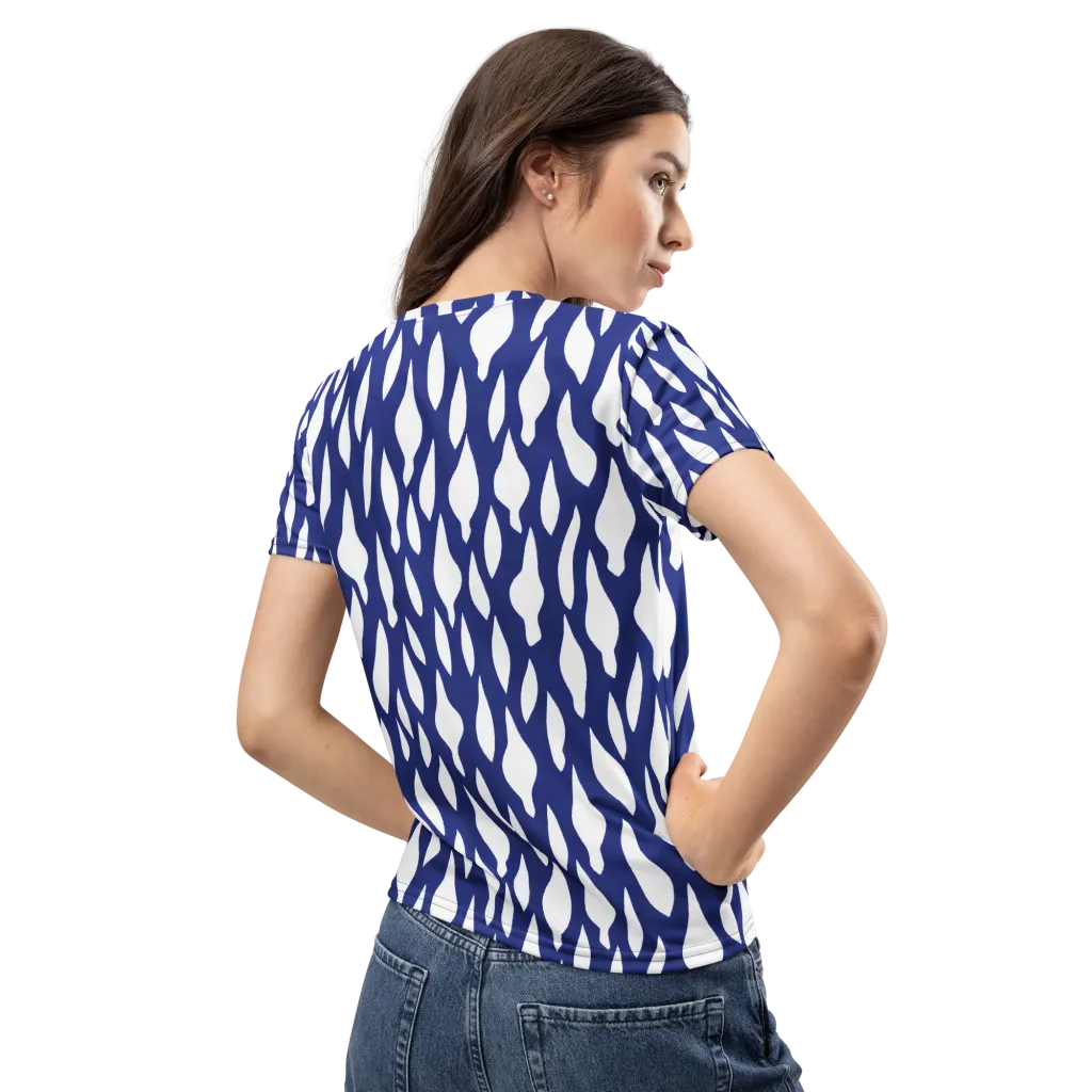 Indigo Interlace on Women's Crew Neck T-Shirt — Back