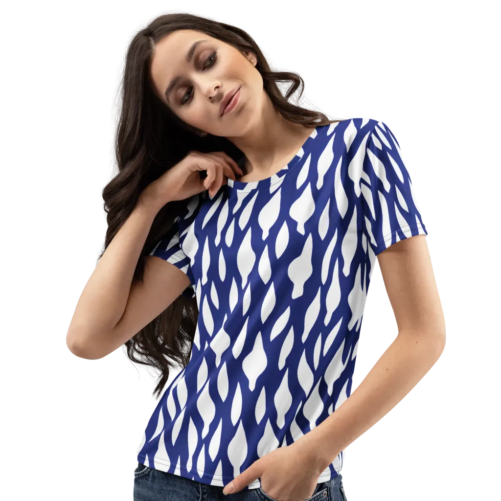 Indigo Interlace on Women's Crew Neck T-Shirt — Left Front
