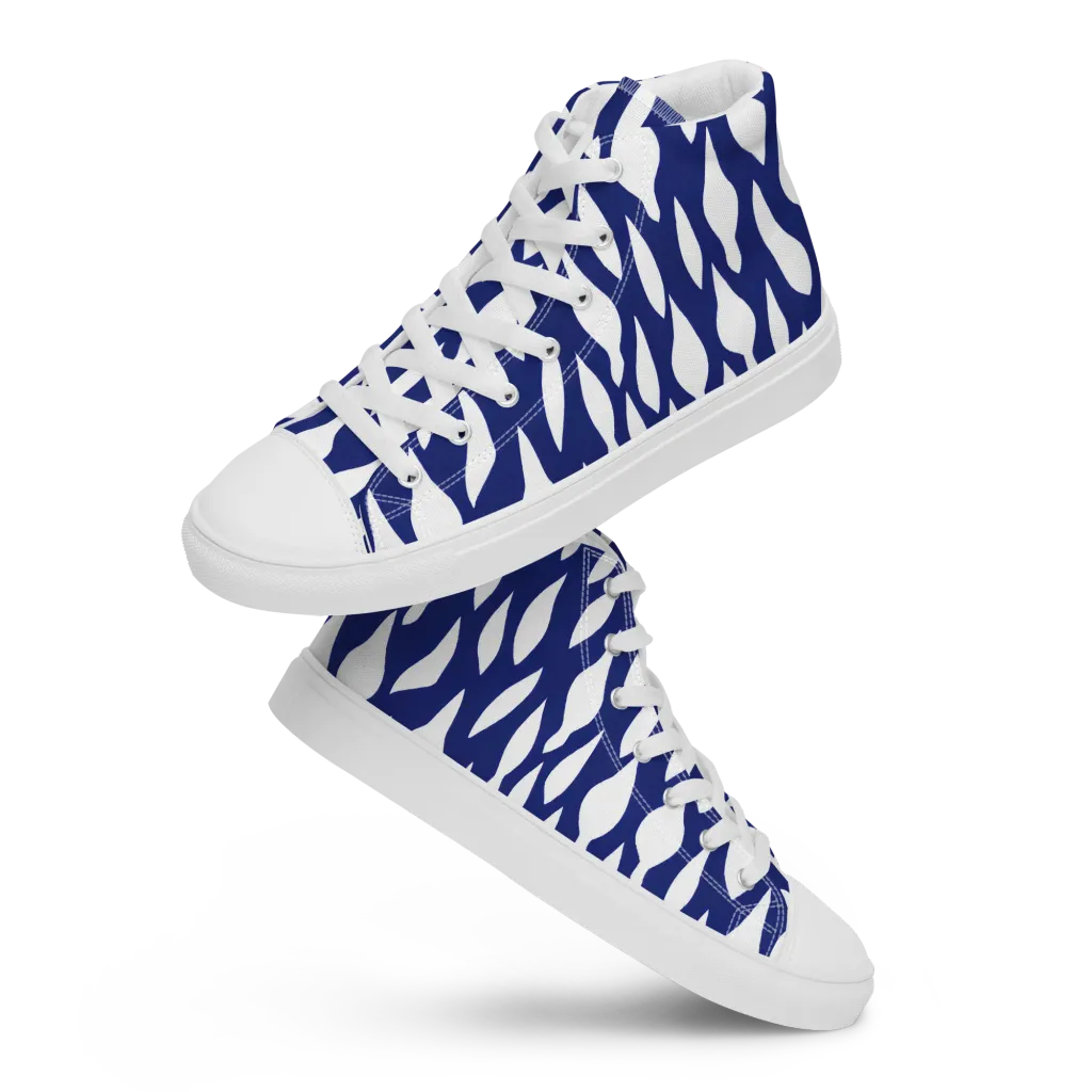 Indigo Interlace on Women's High Top Canvas Shoes — Front