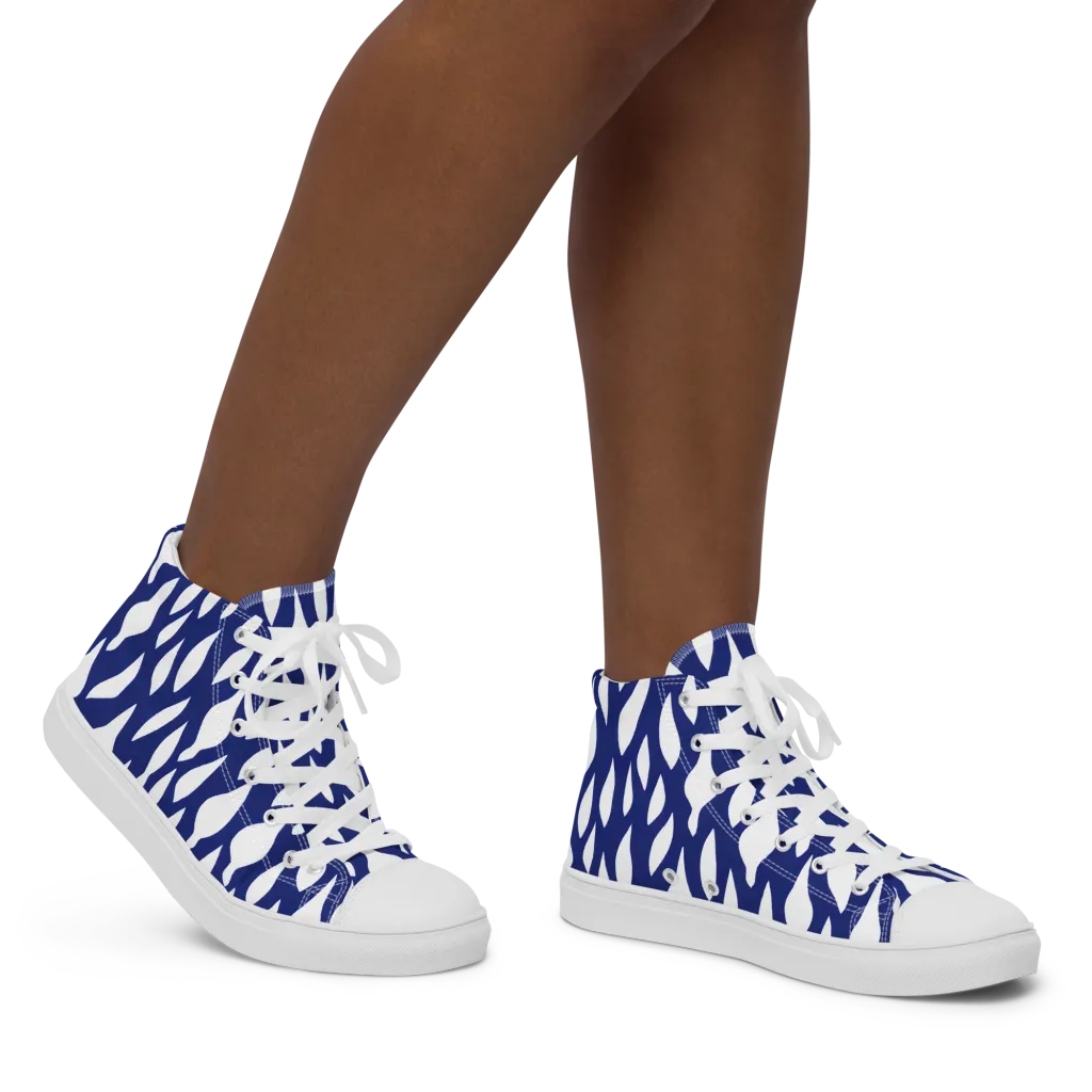 Indigo Interlace on Women's High Top Canvas Shoes — Right