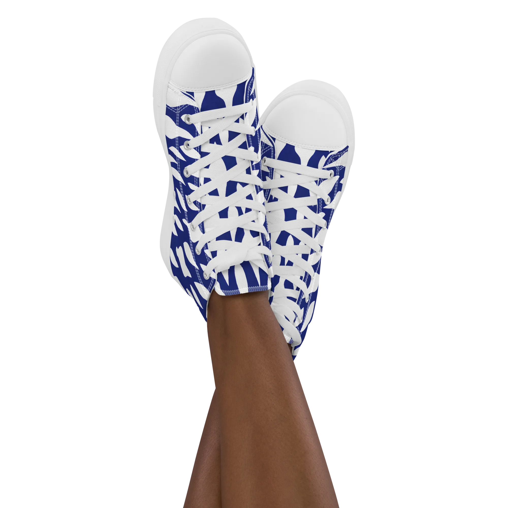 Indigo Interlace on Women's High Top Canvas Shoes — Front