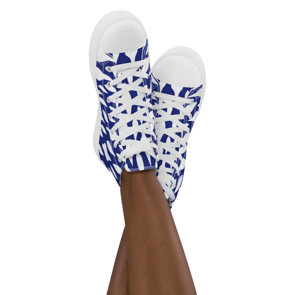 Indigo Interlace on Women's High Top Canvas Shoes — Front