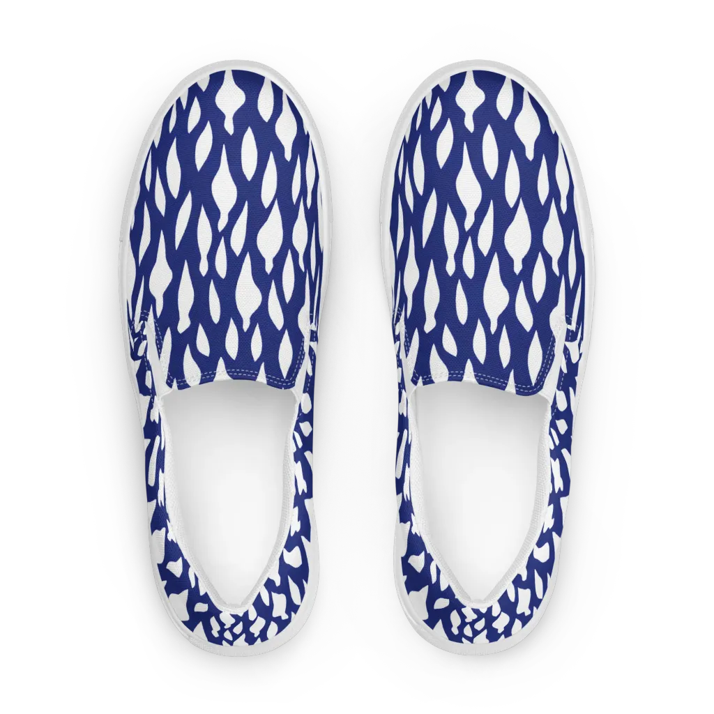 Indigo Interlace on Men's Slip-On Canvas Shoes — Front