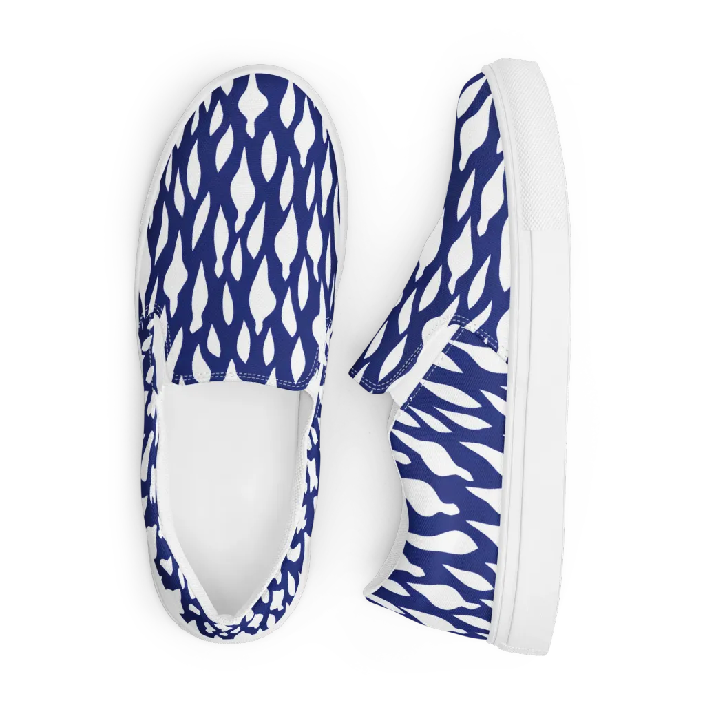 Indigo Interlace on Men's Slip-On Canvas Shoes — Front
