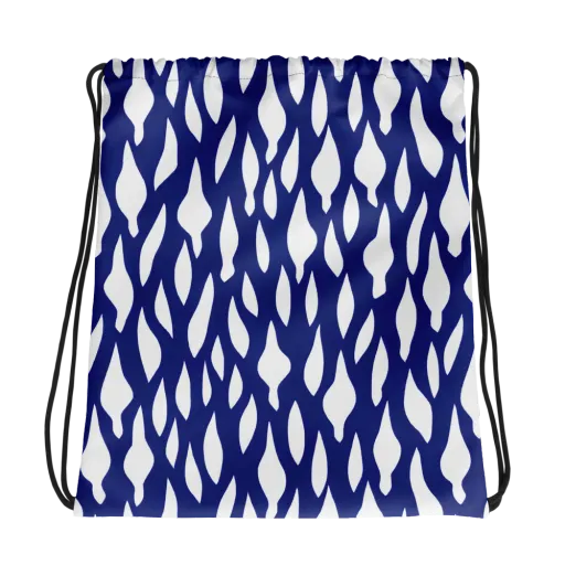 Indigo Interlace on a Drawstring Bag