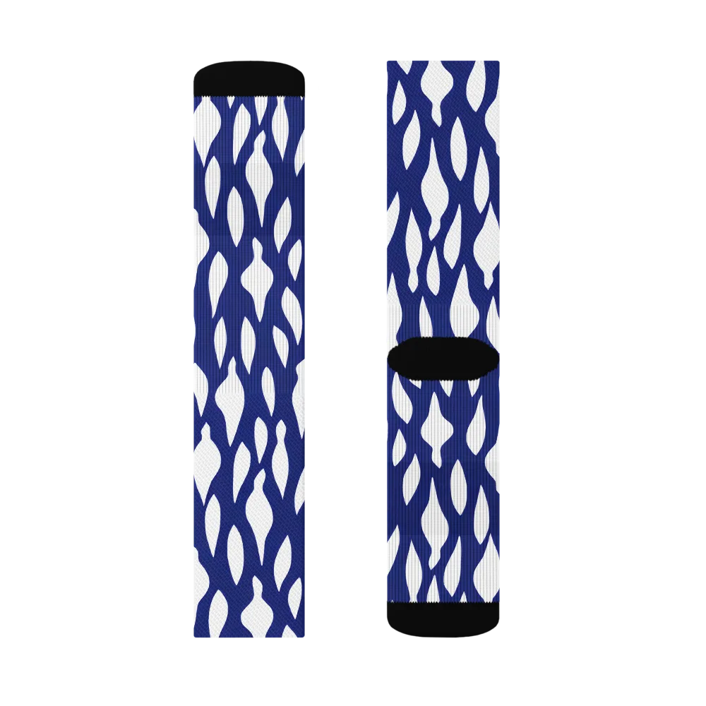 Indigo Interlace on Socks — Left Sock