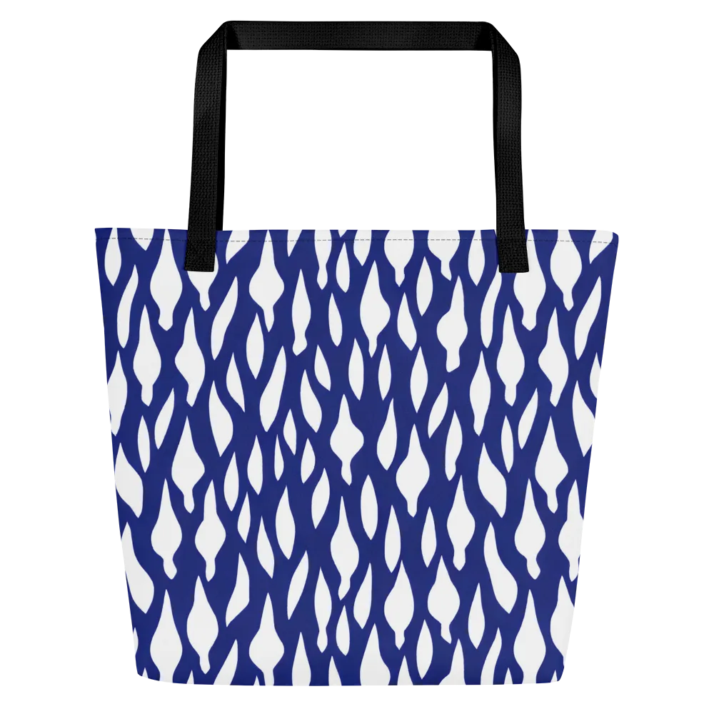 Indigo Interlace on Large Tote Bag W/ Pocket — Front