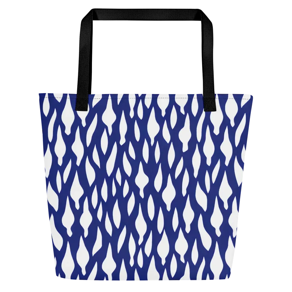 Indigo Interlace on Large Tote Bag W/ Pocket — Front