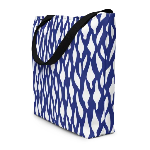 Indigo Interlace on a Large Tote Bag W/ Pocket