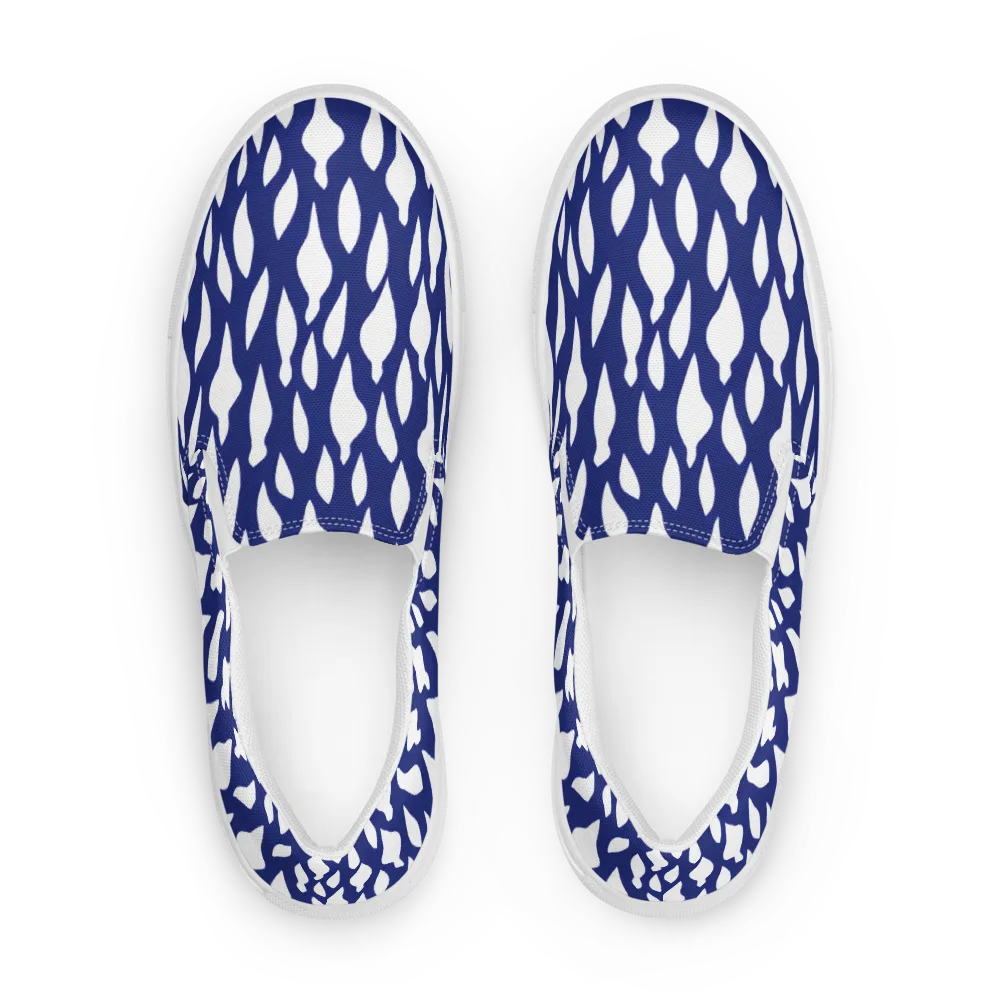 Indigo Interlace on Women's Slip-On Canvas Shoes — Front