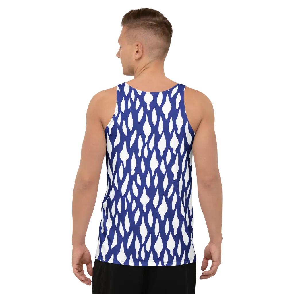 Indigo Interlace on Men's Tank Top — Back