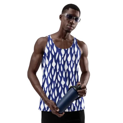 Indigo Interlace on a Men's Tank Top