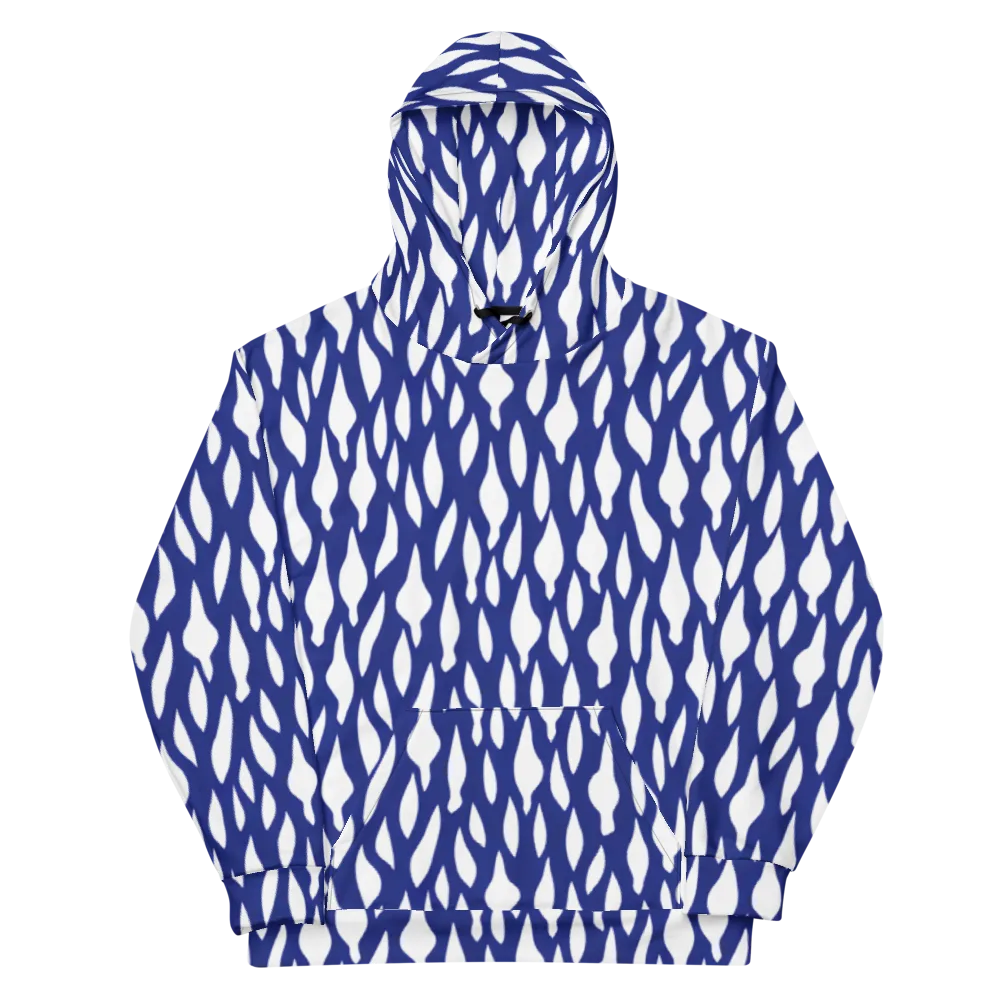 Indigo Interlace on Cotton Hoodie — Front