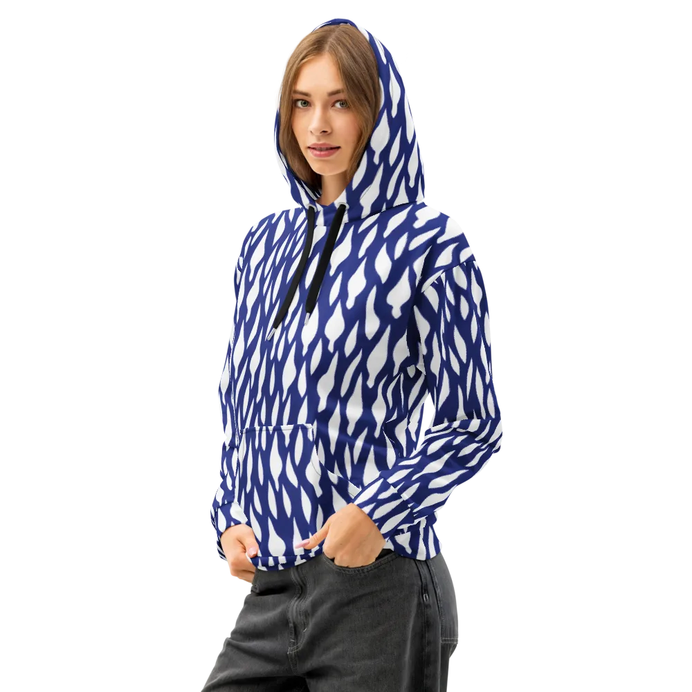 Indigo Interlace on Cotton Hoodie — Left Front