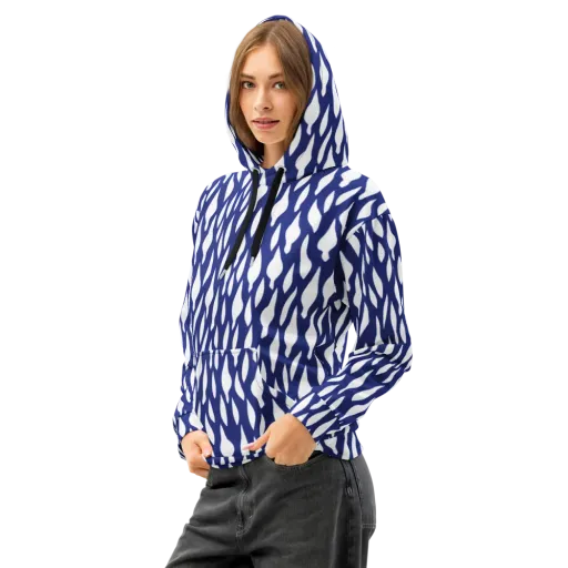 Indigo Interlace on a Cotton Hoodie