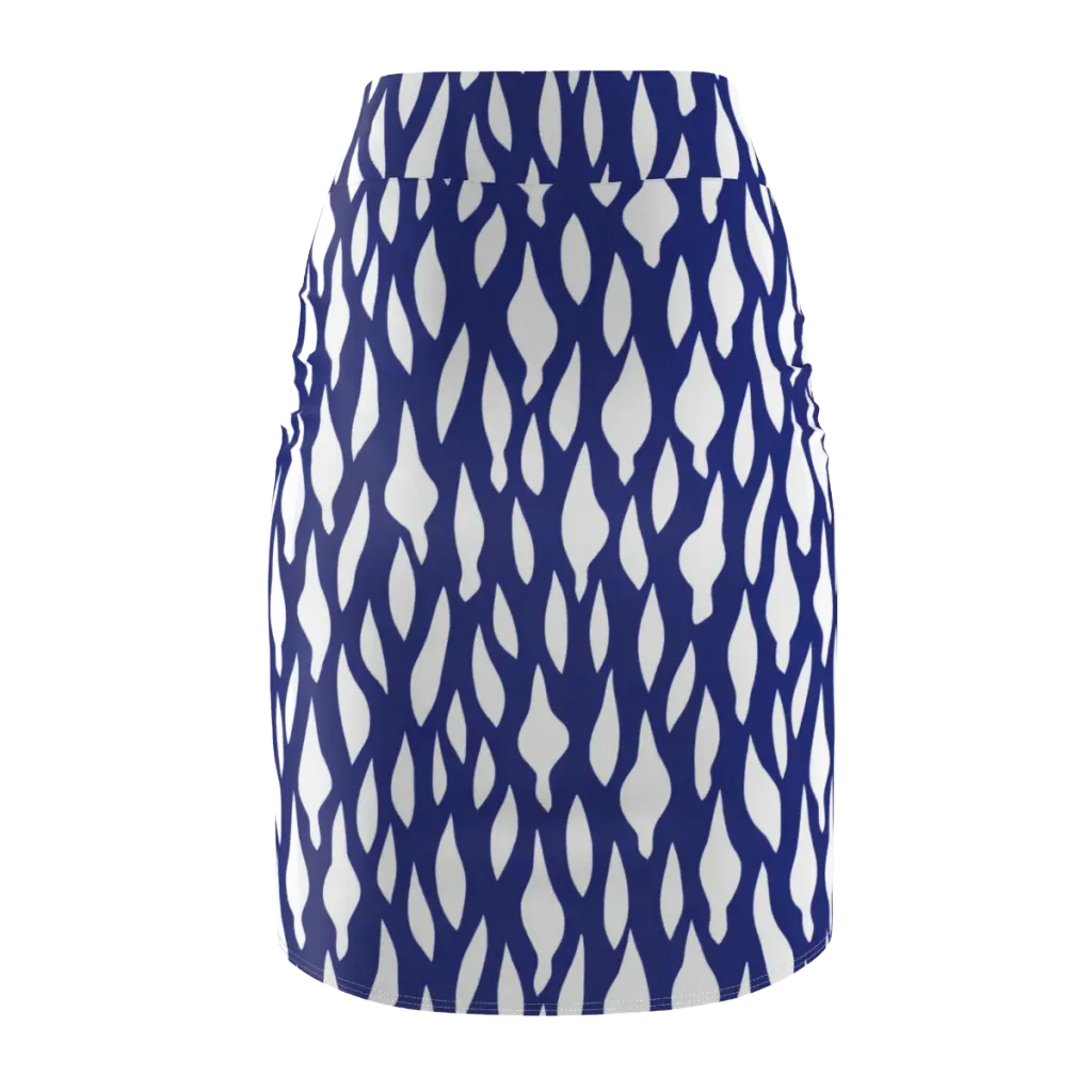 Indigo Interlace on Pencil Skirt — Back